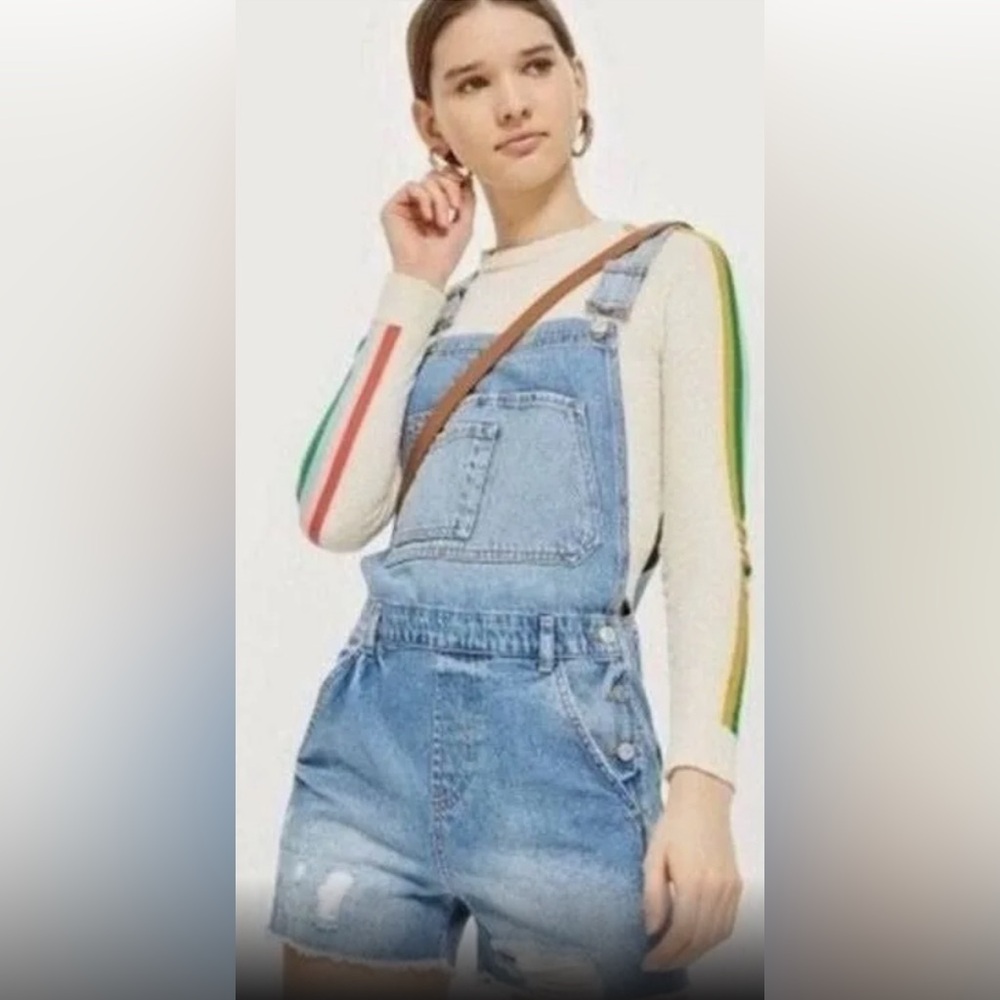 Topshop Moto Denim Short Overalls size 8